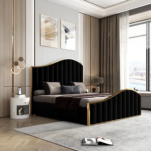 Black Velvet Queen Bed Frame | Millennial Furniture