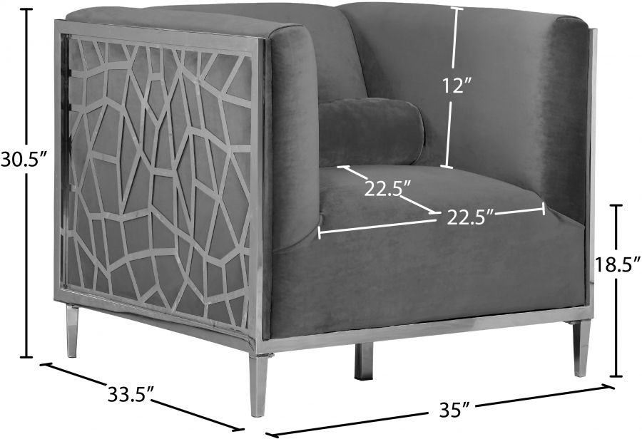 Thumbnail: Grey Velvet Sofa 