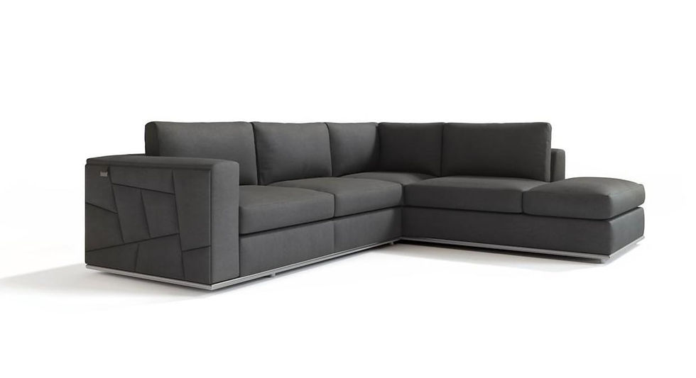Thumbnail: Italian Dark Grey Leather Sectional 