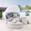 Thumbnail: Light Grey White Canopy Sunbrella Outdoor Patio  Daybed