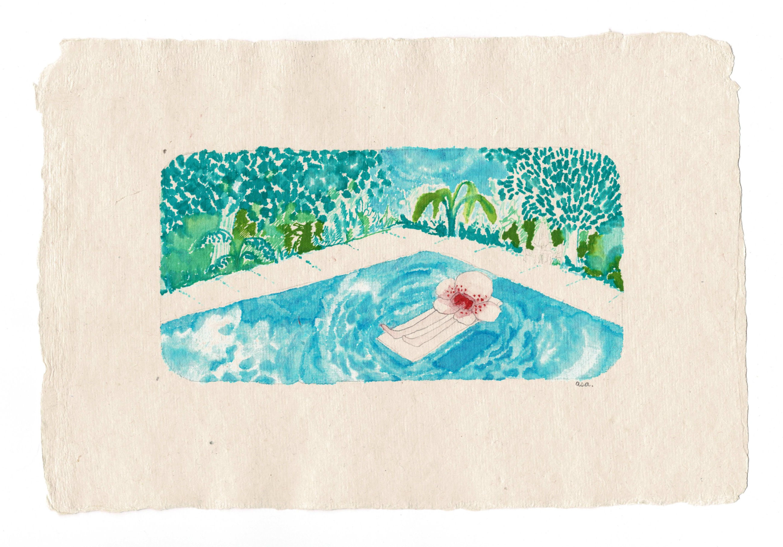 Orchidhead floating in a pool