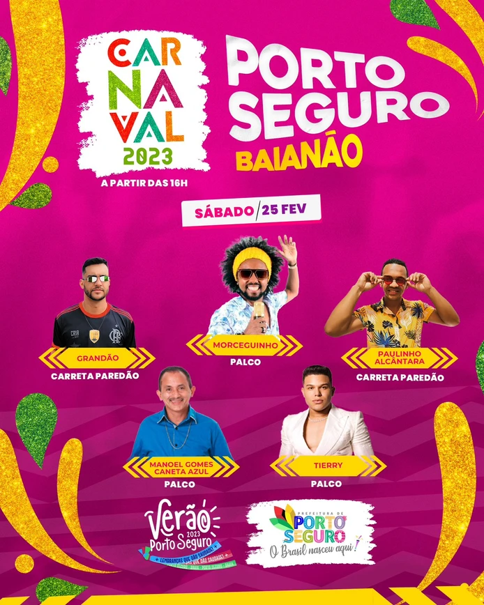 Programação carnaval Porto seguro 25/02/2023