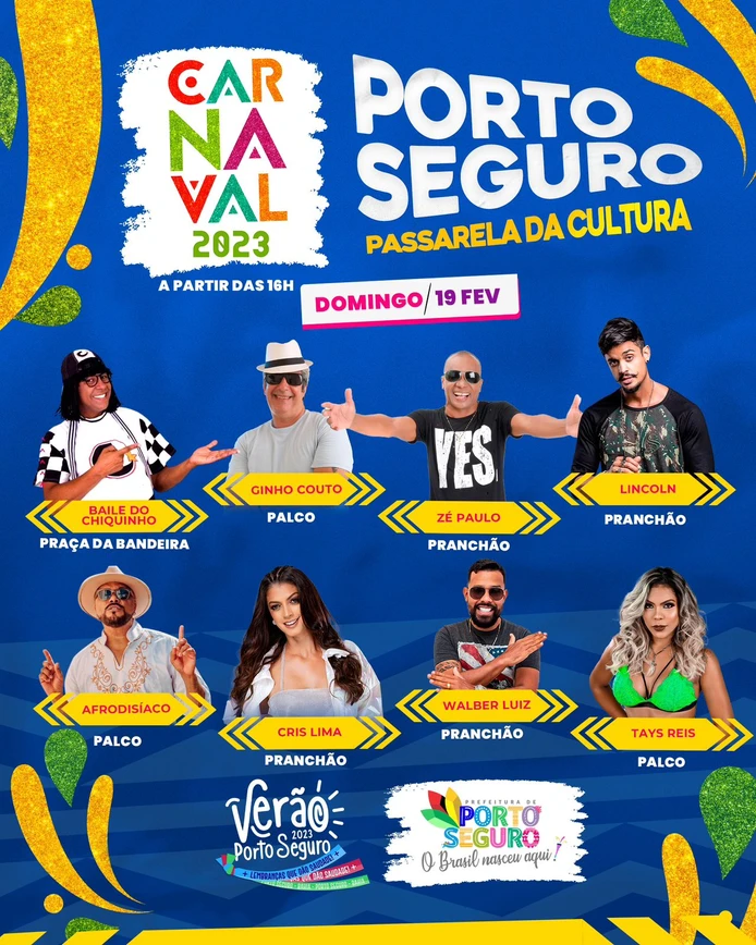 Programação carnaval Porto seguro 19/02/2023