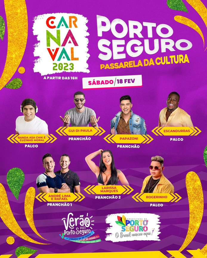Programação carnaval Porto seguro 18/02/2023