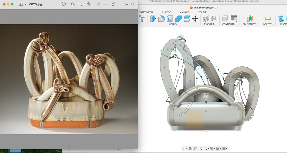 Laura Kukkee, Canadian Ceramics, Fusion 360, CAD software, Telephone project, 