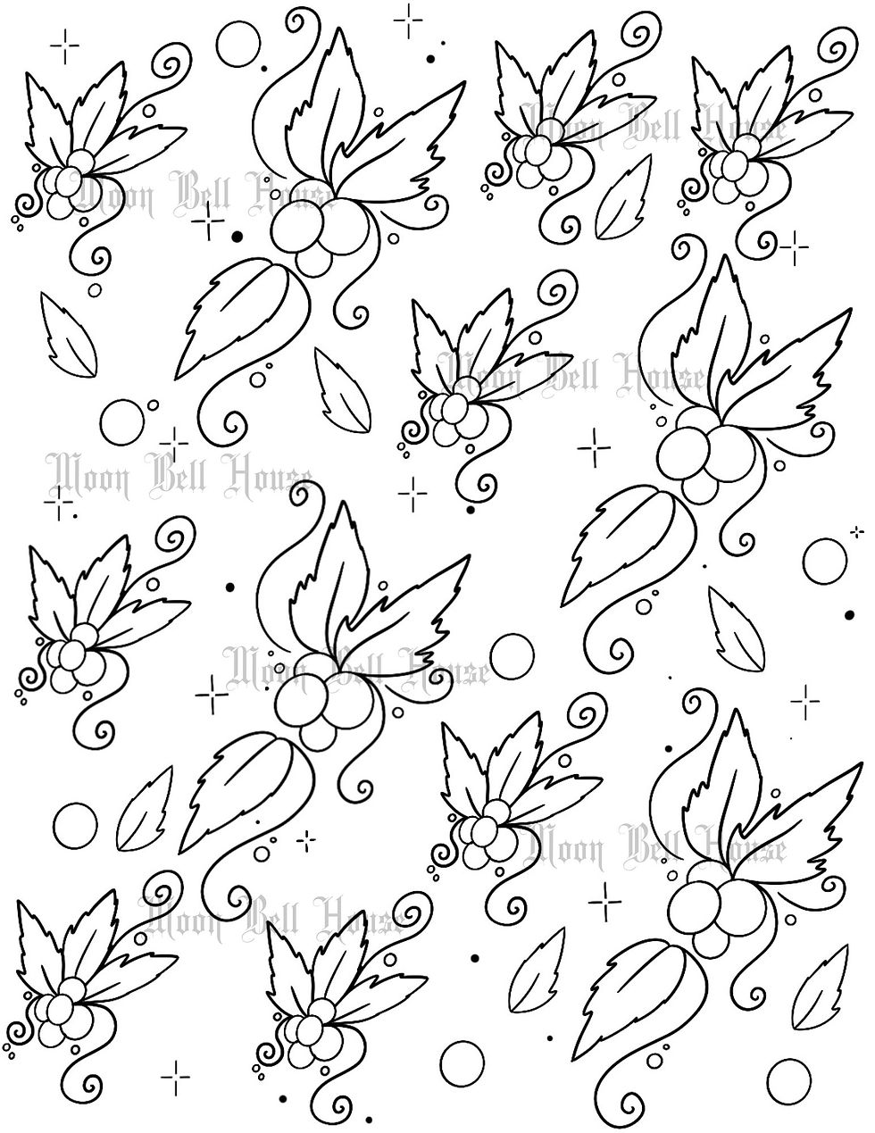 Holly Sparkle Haze: Digital Coloring Page