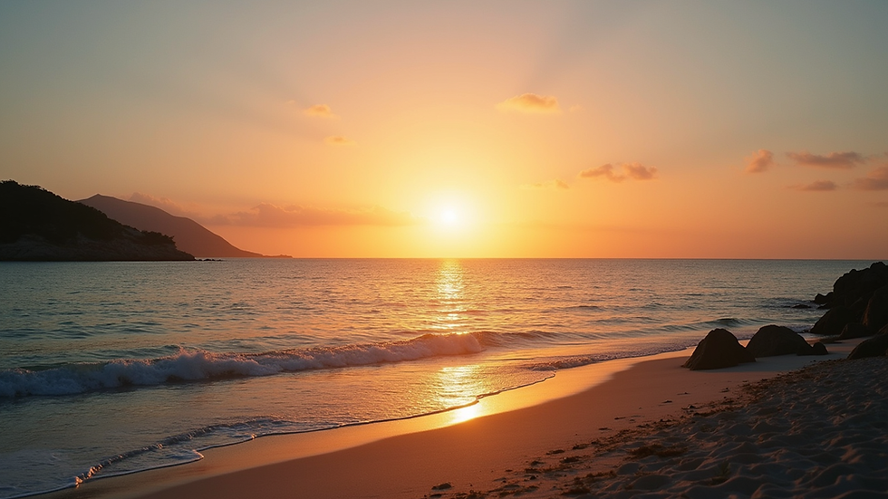 Vue rapprochée d’un coucher de soleil sur la mer à Nosy Be