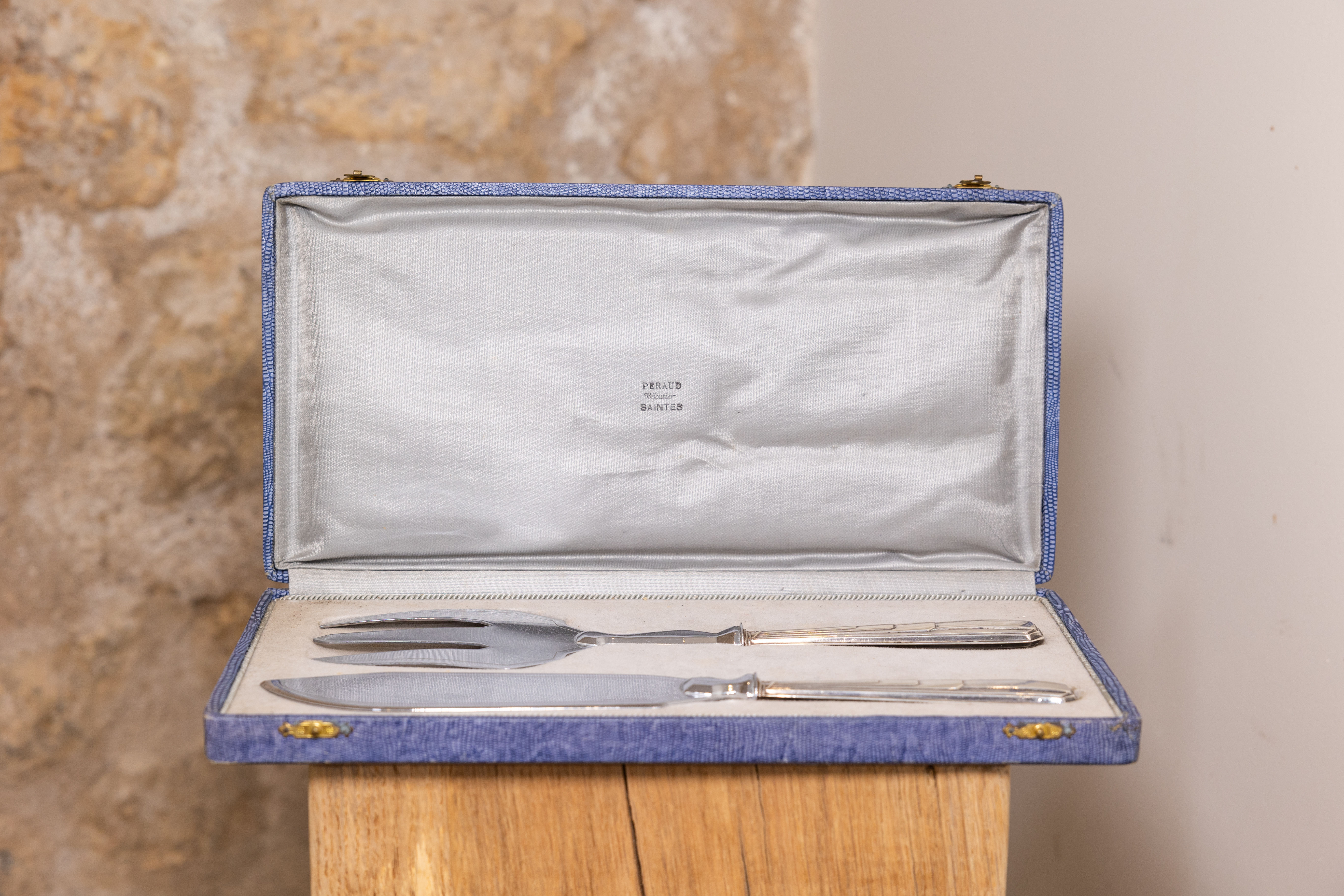 Service à gâteau, manches en argent, avec son écrin