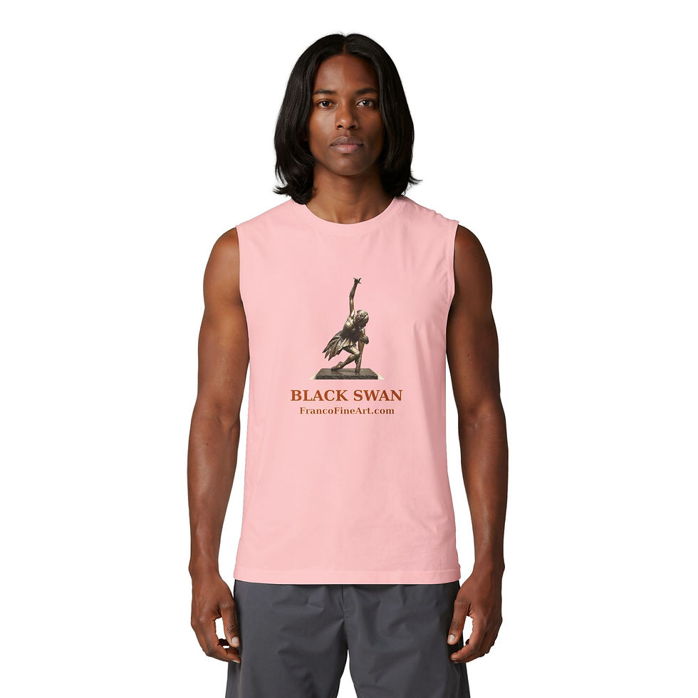 Thumbnail: Black Swan Muscle Tank — Bronze Sculpture Art Tank Top