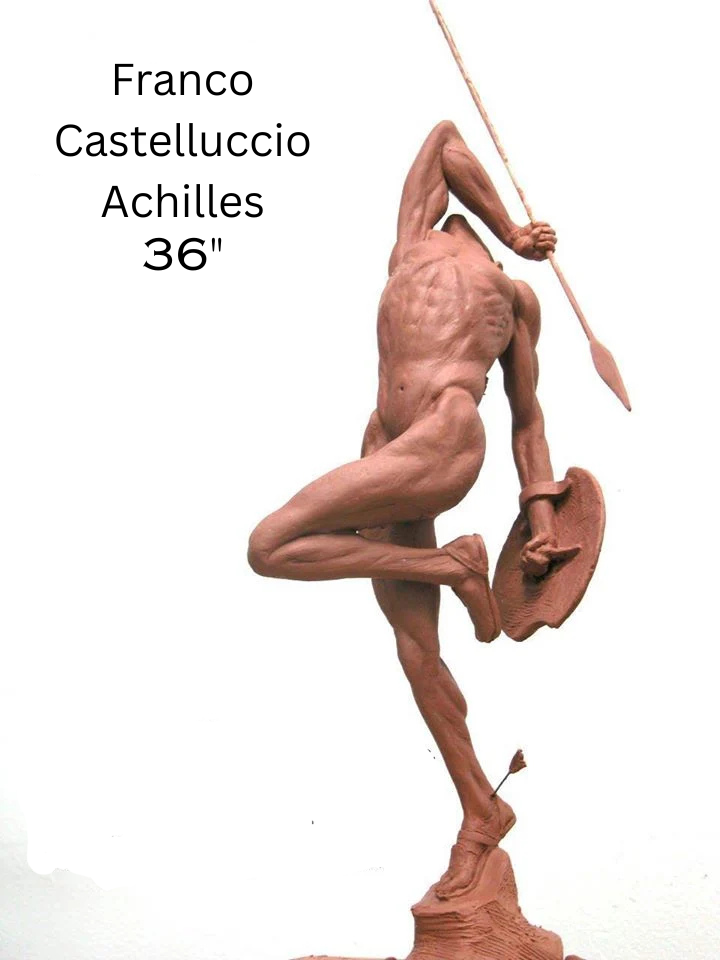 Achilles bronze sculpture depicting the Greek hero in a dynamic, heroic pose.