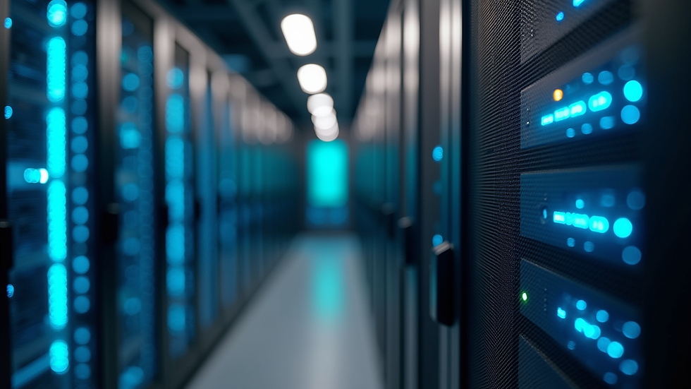 Close-up view of energy-efficient server racks in a data center