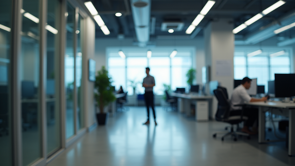 Eye-level view of a modern office setup with security features