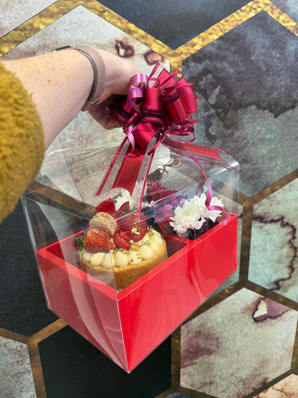 Thumbnail: 5” Victoria Sponge cake plus floral spray