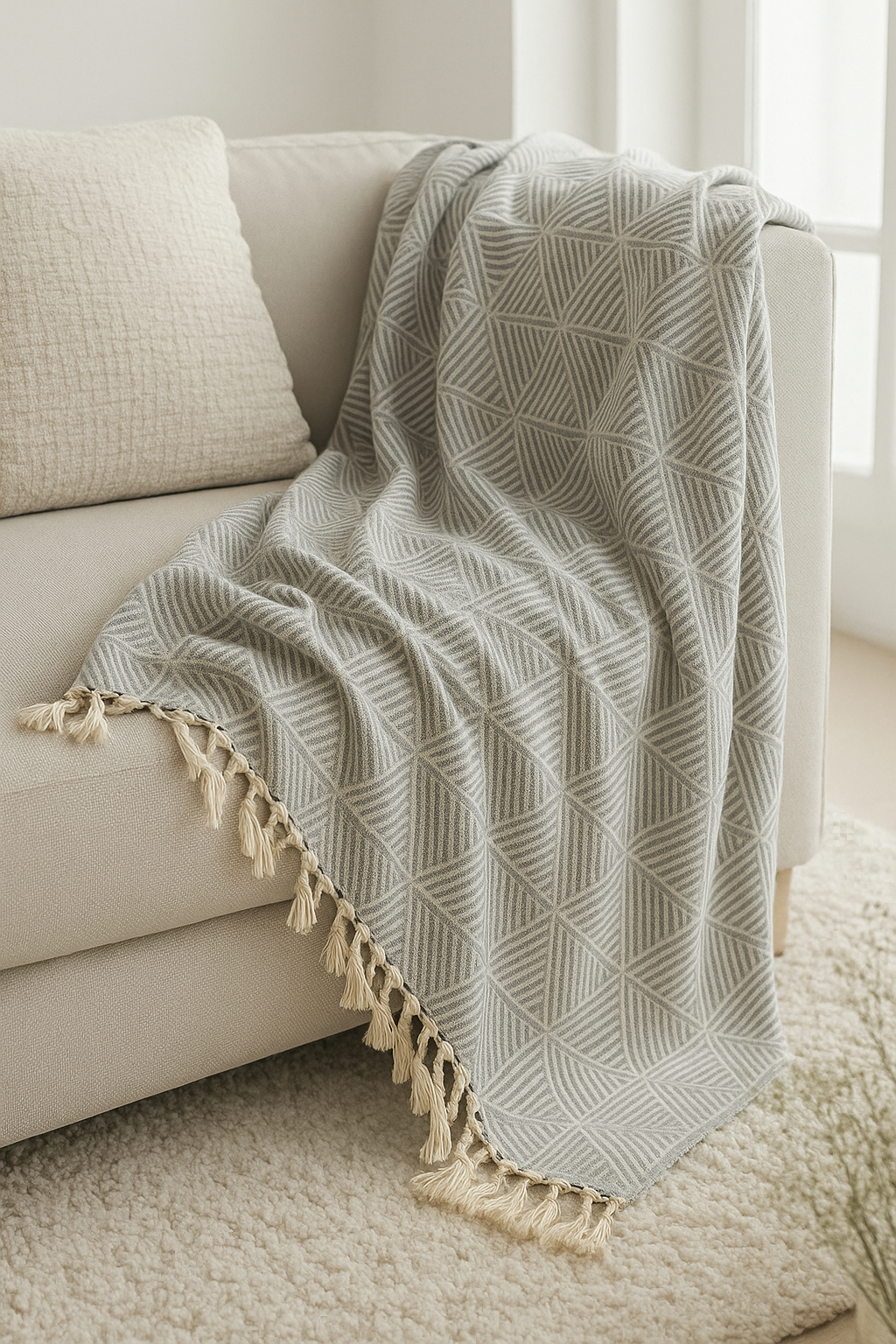 MANTA LINEAS CRUZADAS CELESTE 125x150CM