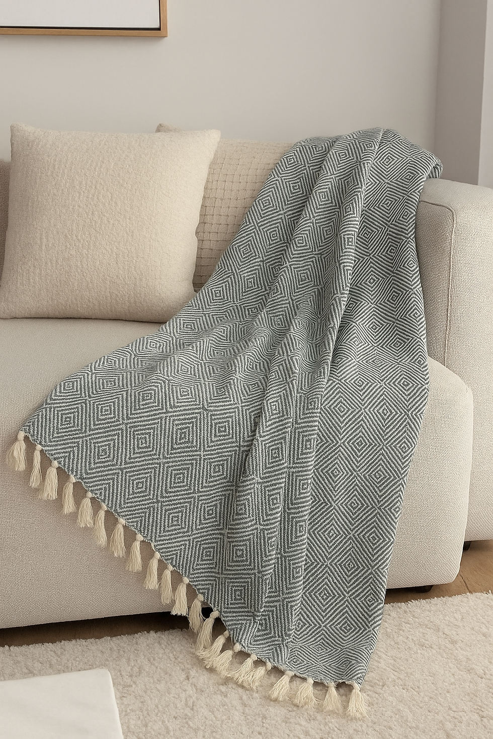 MANTA ROMBOS AZUL 125x150CM