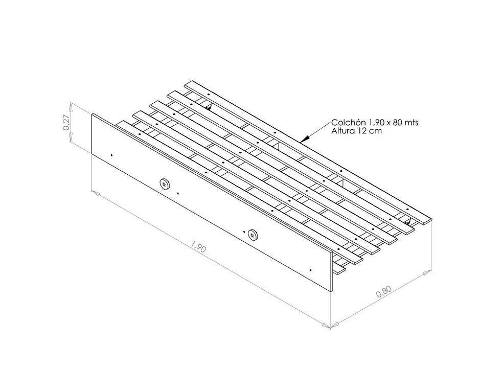Miniatura: 1702-3-8 - CAMA NIDO TRIPLE 80 CM