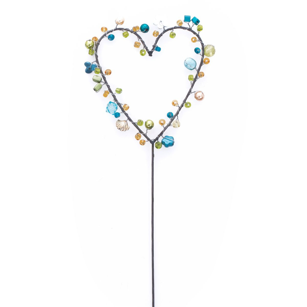 Overbeck and Friends Funkel  Perlen Dekoanhänger Herz am Stiel türkis