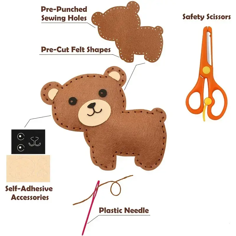 Miniaturbild: Nähset Plüschtiere aus Filz für Kinder | Schnittmuster | DIY in 5 Varianten