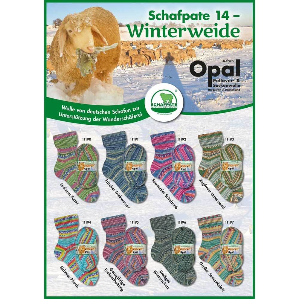 OPAL Sockenwolle Schafpate 14 Winterweide | 4-fach musterbildend I 100g
