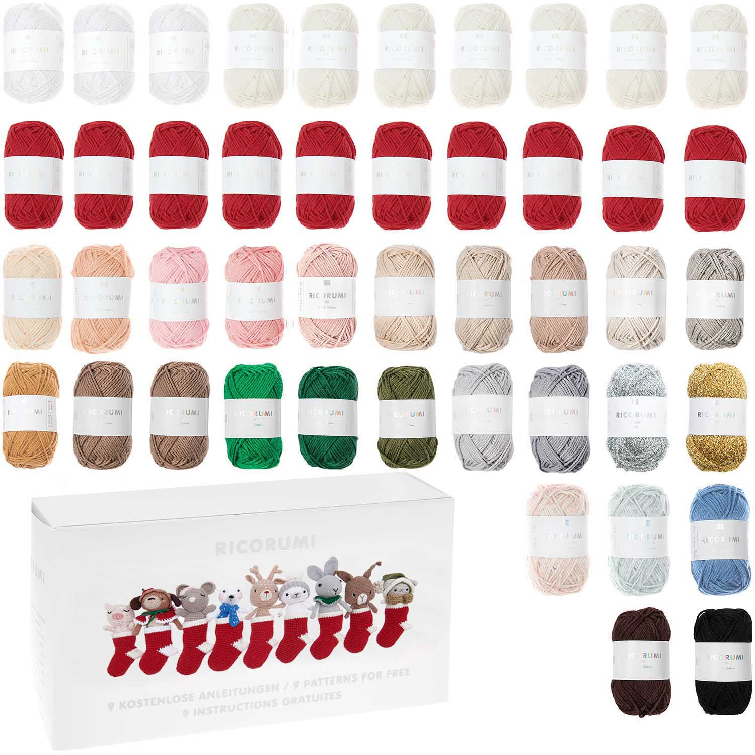 Rico Design Ricorumi Christmas Box | DIY Box inkl. Zubehör | 9 Figuren in Socken