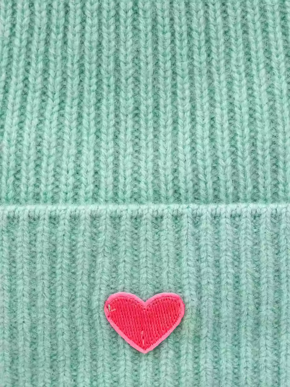 Miniaturbild: Zwillingsherz 100 % Kaschmir Mütze | Beanie "Heart" | Neonmint