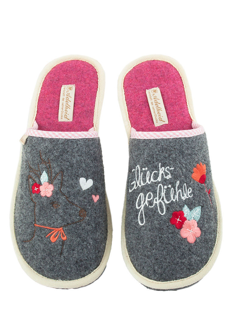 Adelheid Glücksgefühle Filzpantoffel - Größe 34-43 - mausgrau