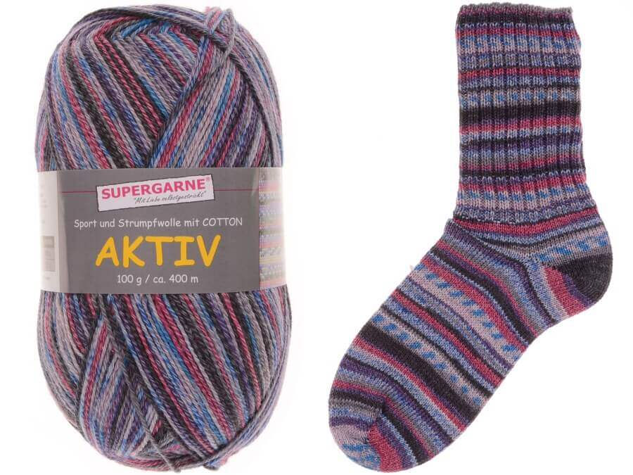 Miniaturbild: Supergarne AKTIV Cotton COOL | 4-fach musterbildend | Sockenwolle | 100g