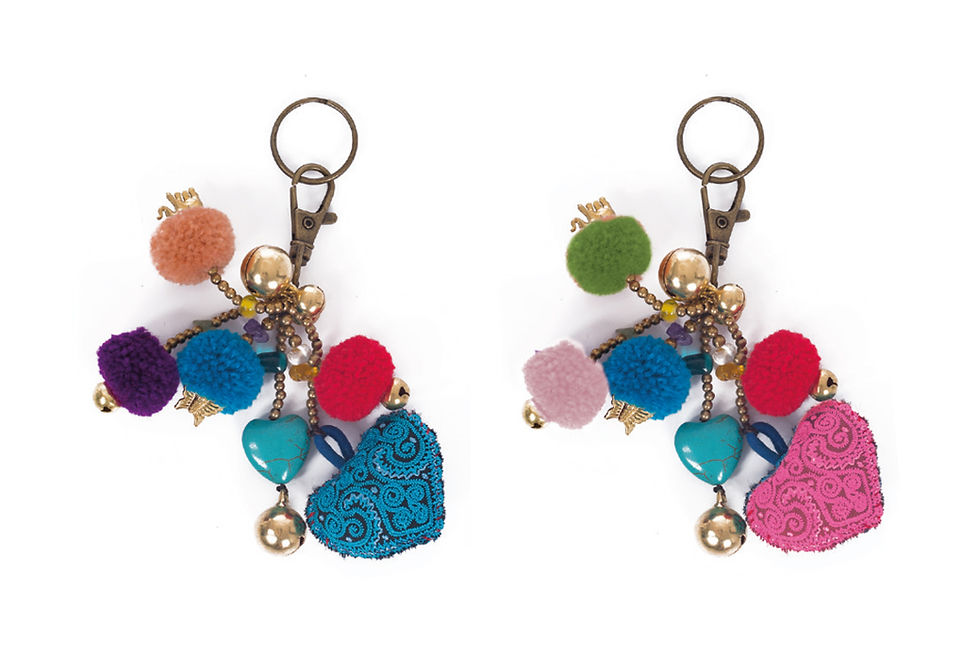 Overbeck & Friends Schlüsselanhänger Herz und Pompons in 2 Farben