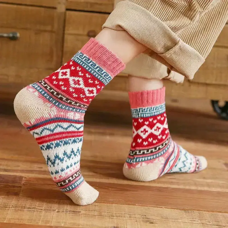 Miniaturbild: 5 Paar Socken | verdickte Damen Winter Crew Socks | 35-42 | Ethnischer Stil