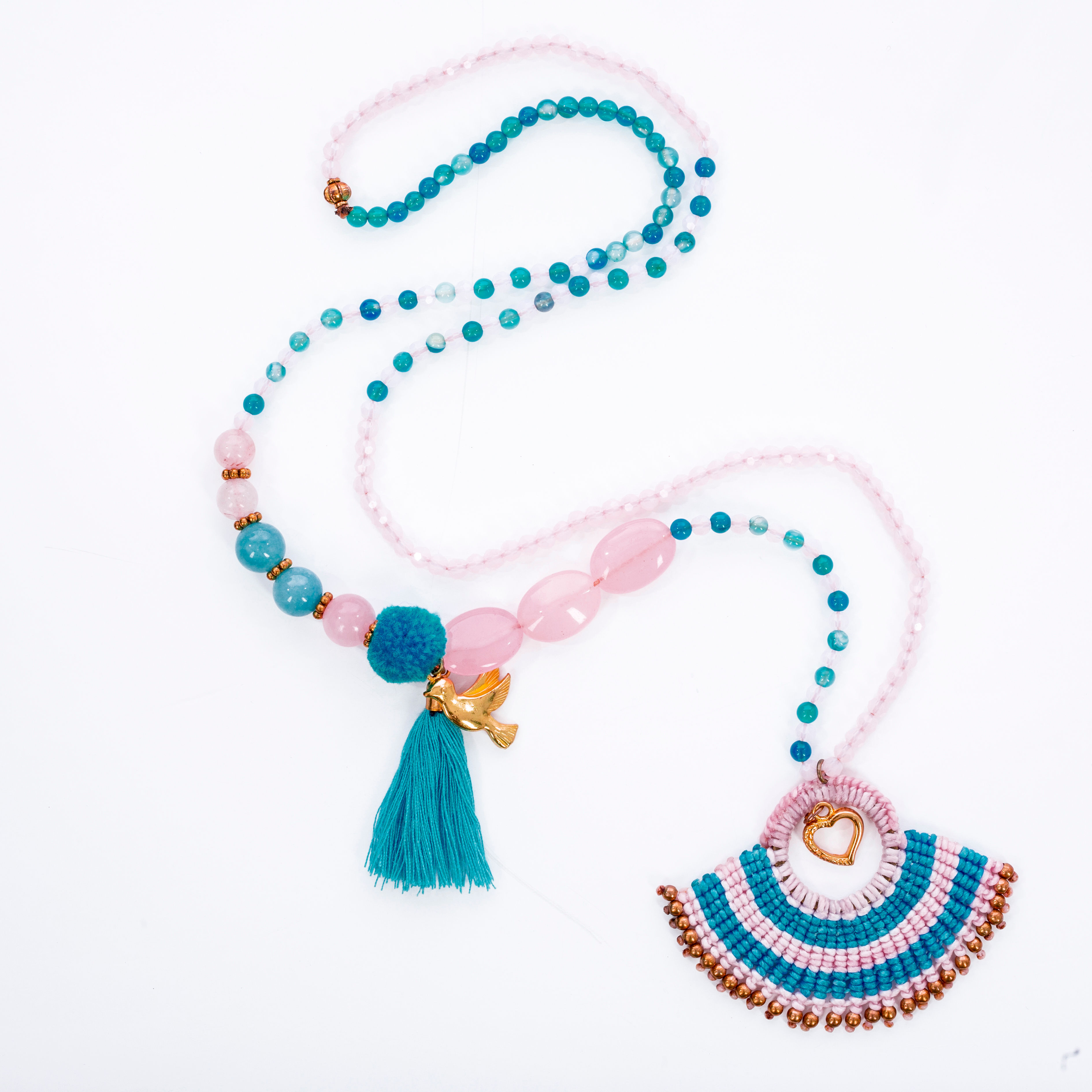 Overbeck and Friends Halskette Jacky | rosé-aqua | Länge 45 cm