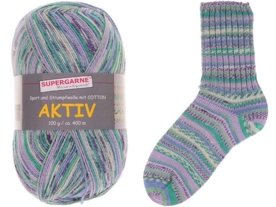 Miniaturbild: Supergarne AKTIV Cotton COOL | 4-fach musterbildend | Sockenwolle | 100g