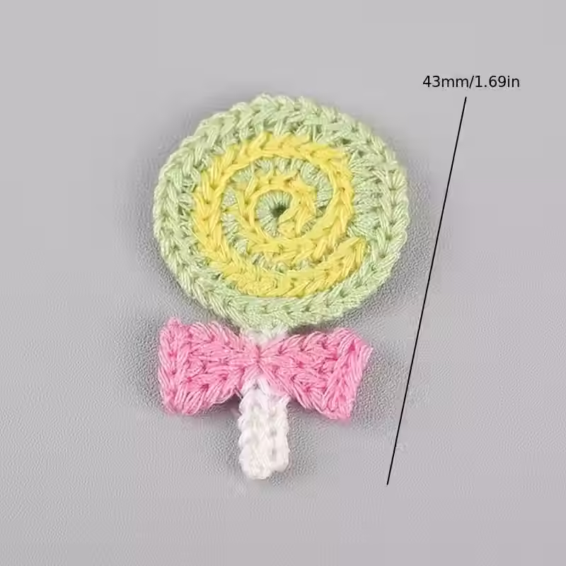 Miniaturbild: Set aus 5 gehäkelten Lollies zum Aufnähen in versch. Farben | Farbwahl möglich
