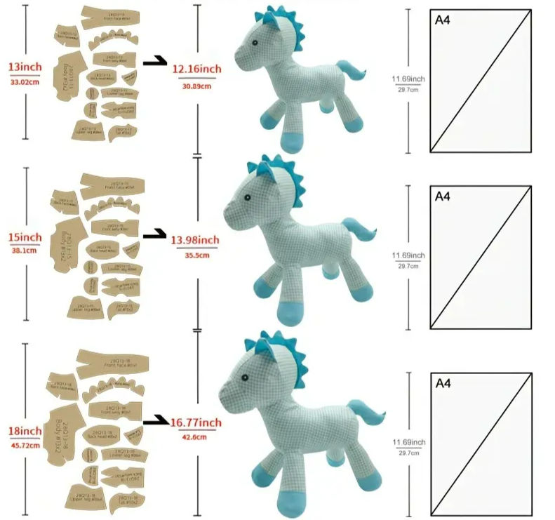 Miniaturbild: Nähset Pferd für Kinder  | 13-teiliges Schnittmuster | DIY Ponny in 3 Größen