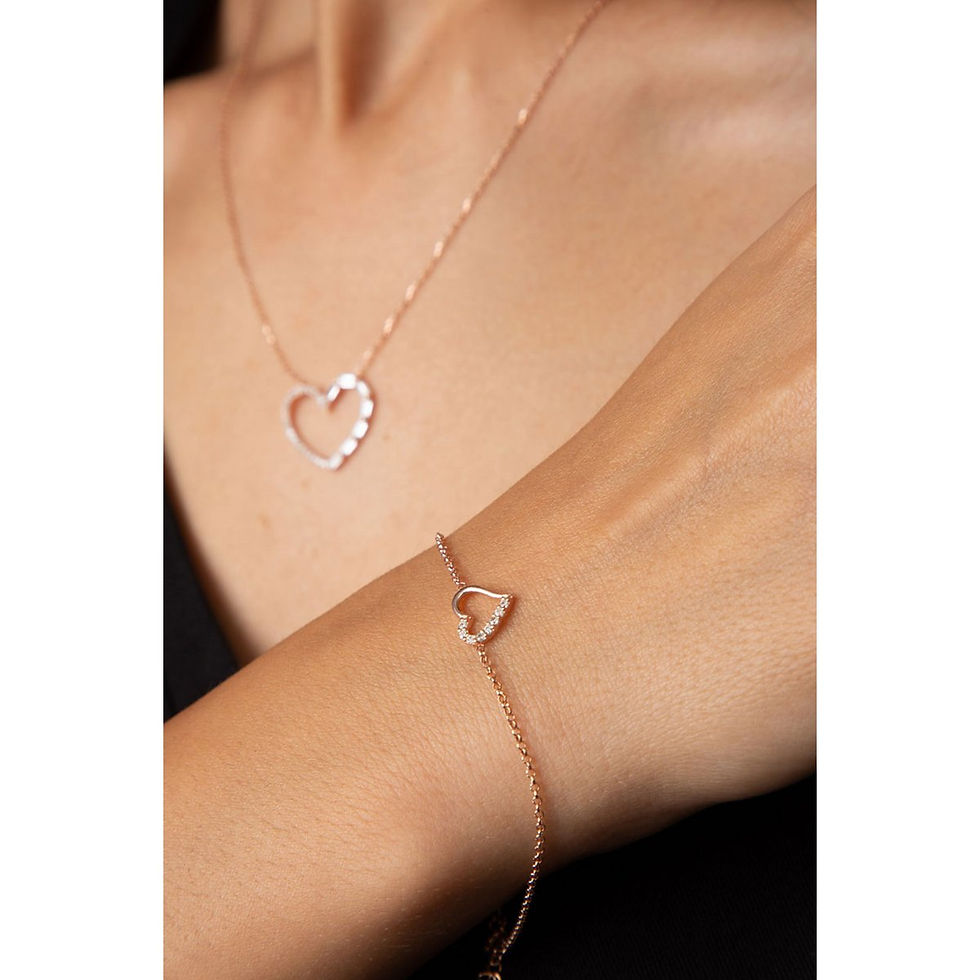 Miniaturbild: Einzelstück Kette und Armband Set 'Hearts' | 925er Silber Rosé vergoldet