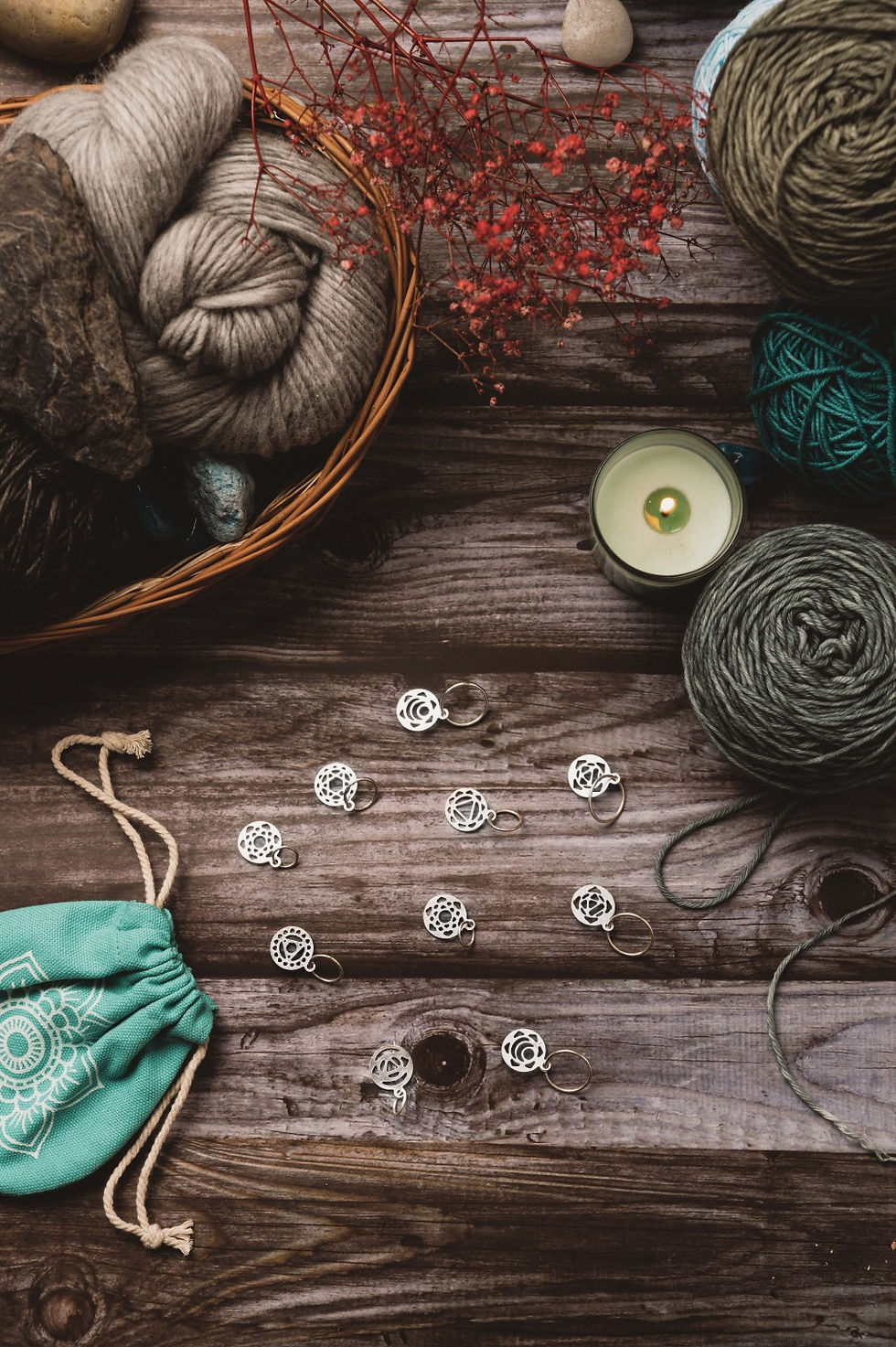 Miniaturbild: KnitPro KnitPro Mindful Chakra Maschenmarkierer | versilbert | 10 Stück im Säckc