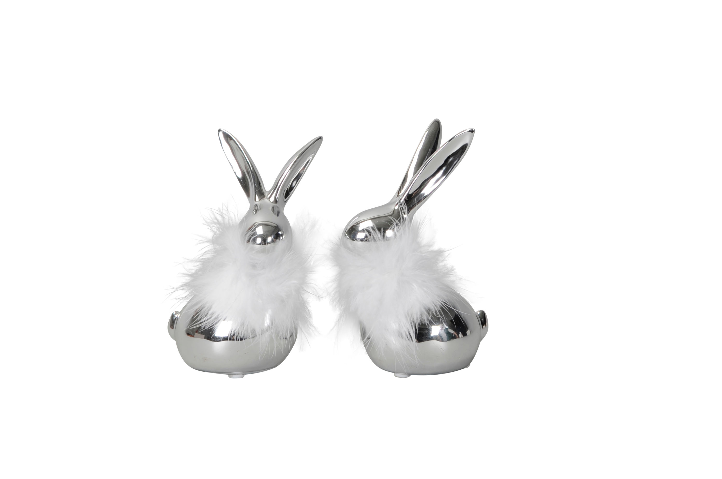 Hasen mit Federkranz im 2er Set - klein