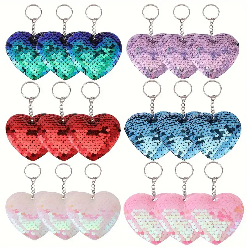 Miniaturbild: Handmade Anhänger Pailletten Herz | verschiedene Farben | Schlüsselanhänger