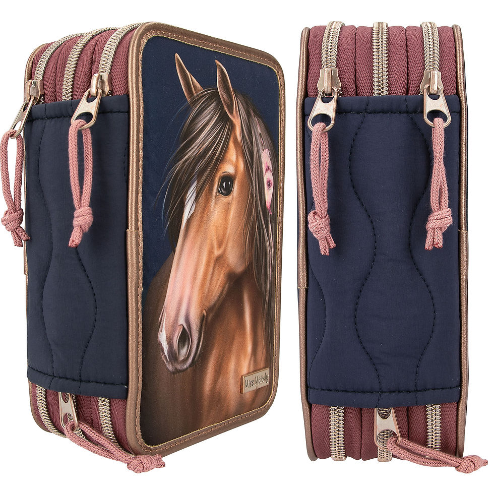 Miniaturbild: Miss Melody 3 Fach Federtasche | NIGHT HORSES | veganes Leder