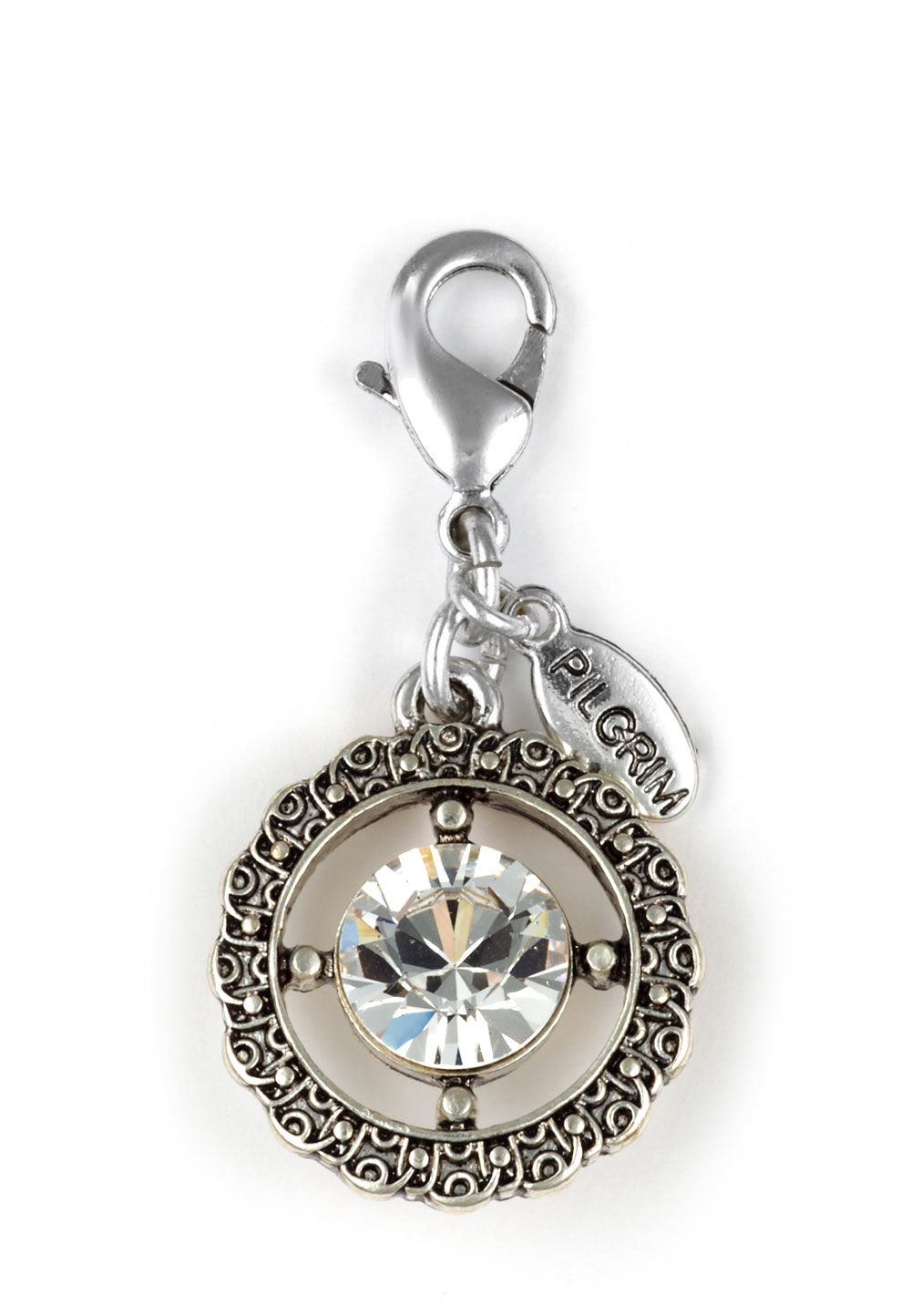 Pilgrim Anhänger Charm Circle | silber/weiß | mit Kristallen