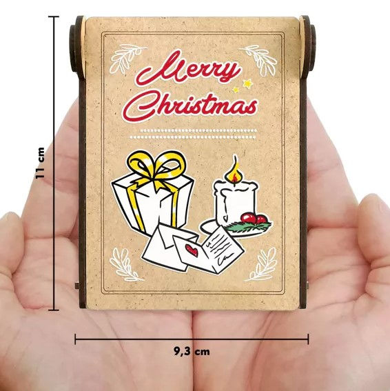 Miniaturbild: Candle in the Box Kerze in Holzkiste | Merry Christmas | Kerze mit Spruch