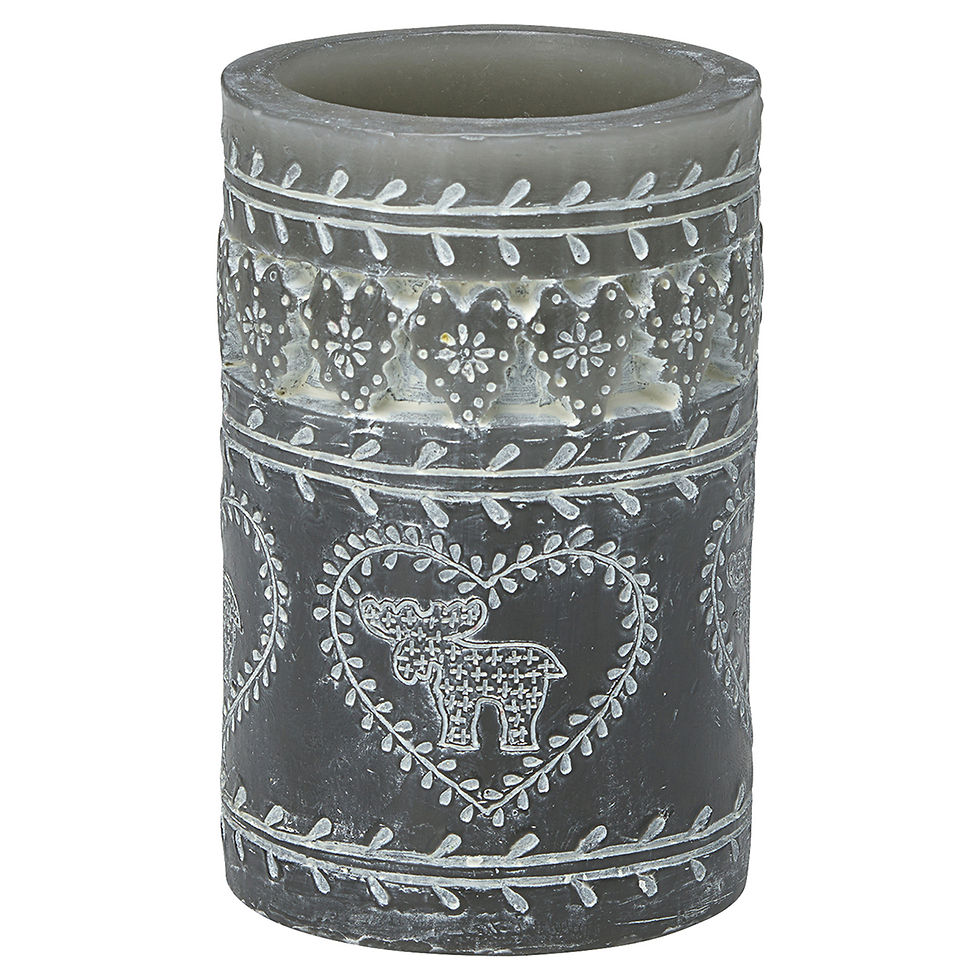Greengate Kerze Pillar warm grey H 12cm