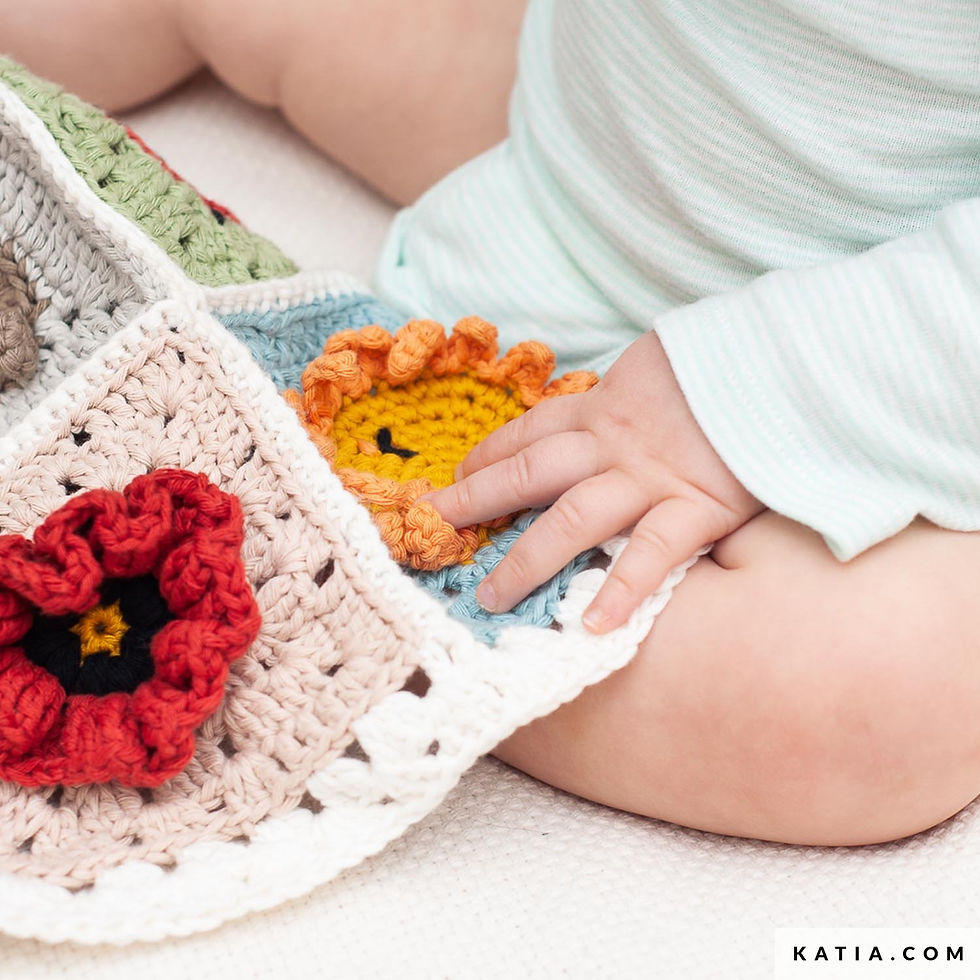 Miniaturbild: KATIA Häkelset Babydecke inkl Anleitung | Baumwolle Mini Explorer Square