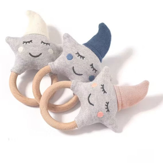 Miniaturbild: Nordic Coast Company Baby Rassel Stern Blau | Handarbeit