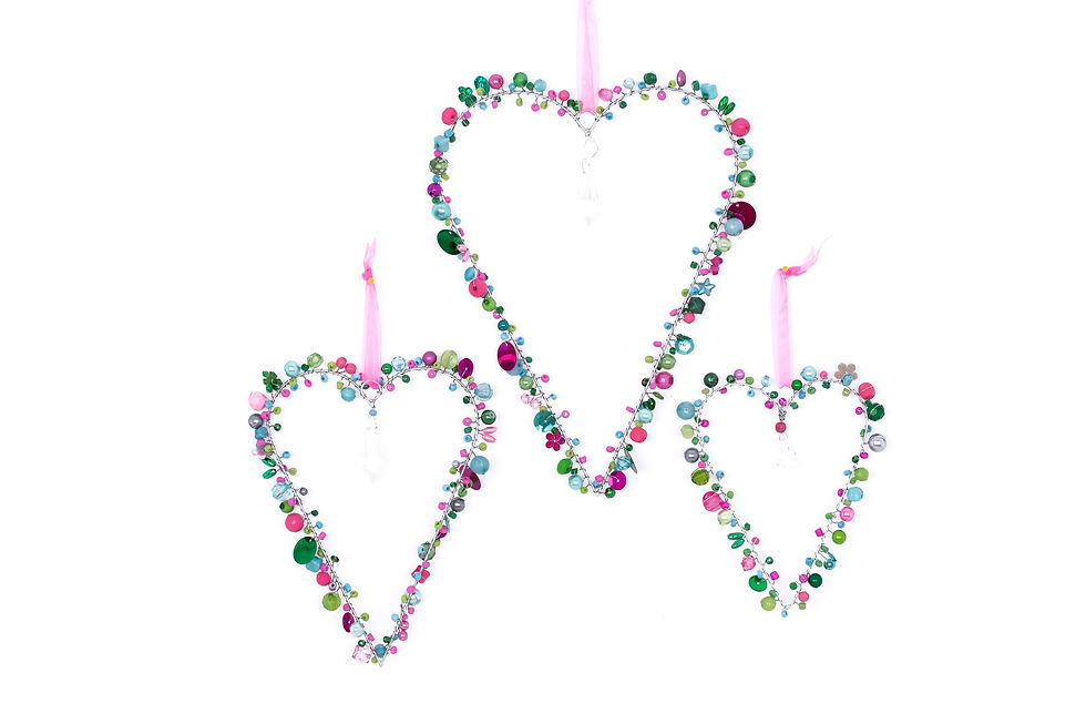 Overbeck and Friends Funkel Perlen 3er Set Dekoanhänger Herz Aurora