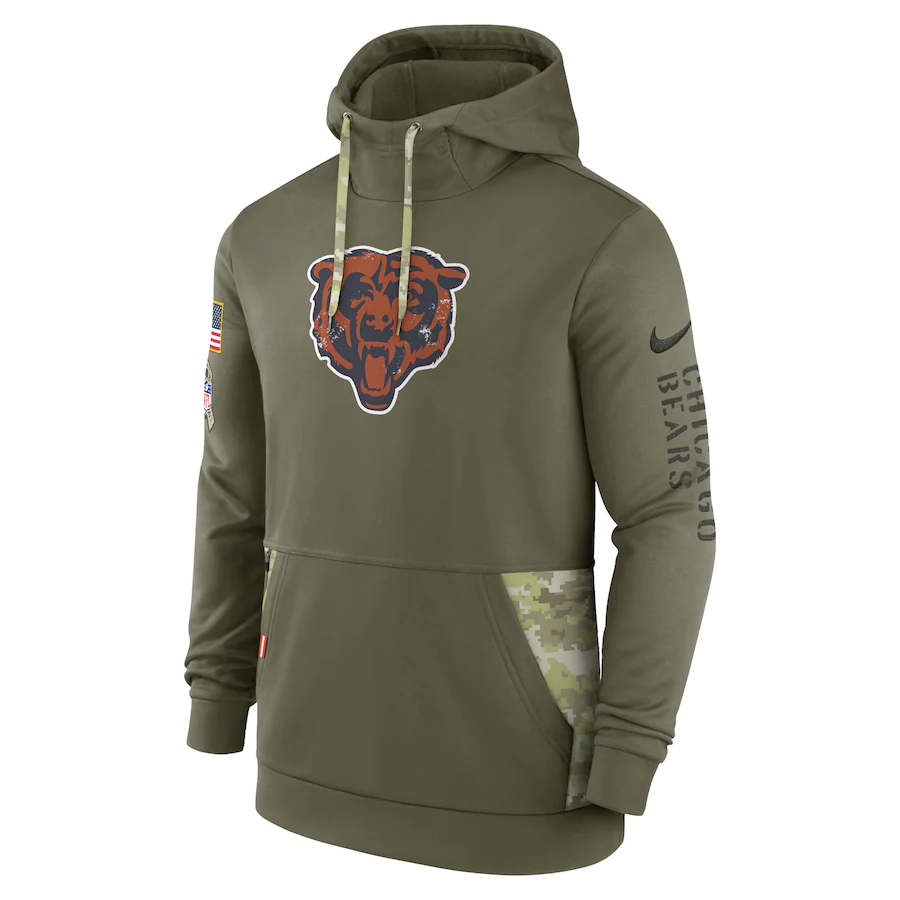 Thumbnail: Men's Chicago Bears Nike Olive 2022 Salute to Service Pullover Hoodie