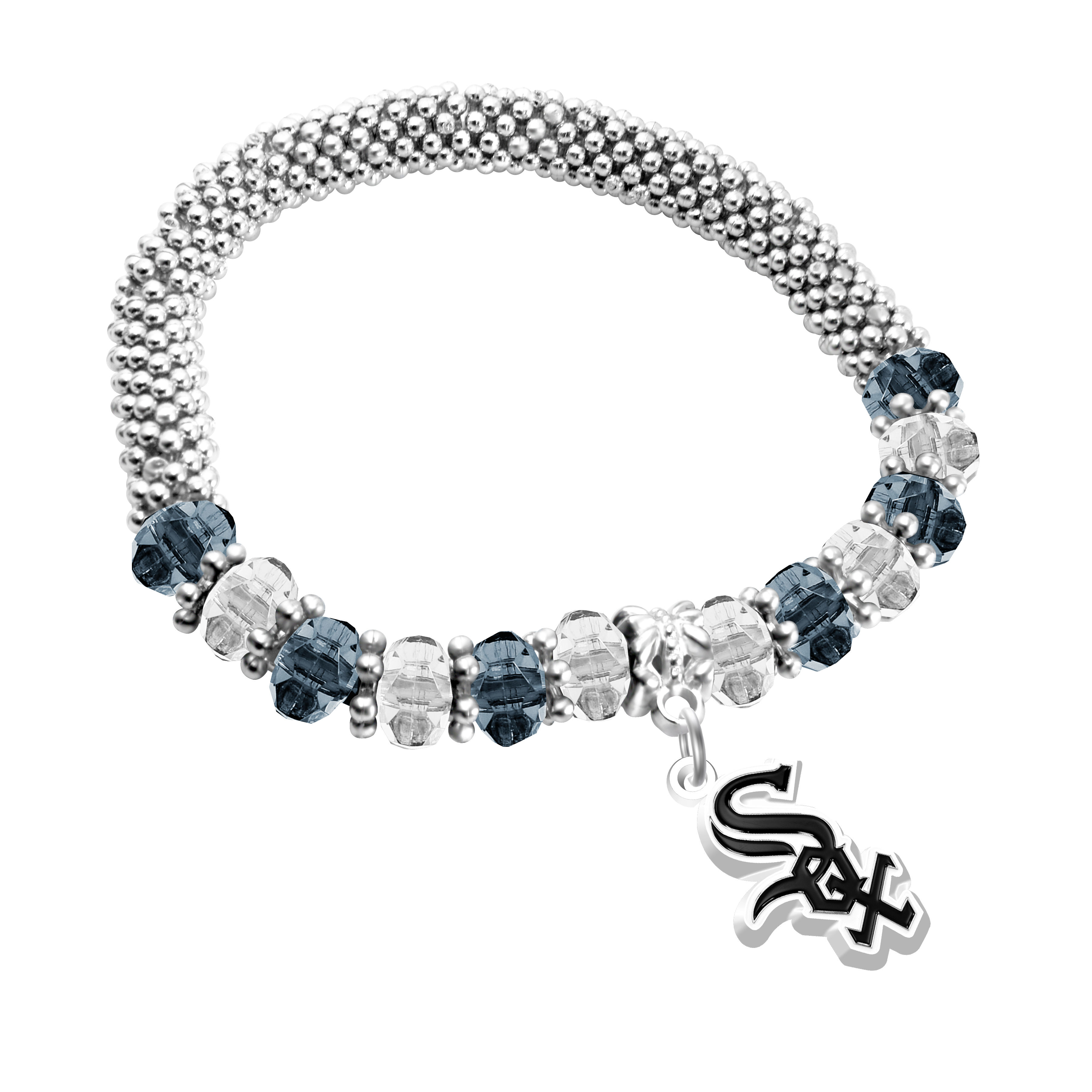 2-Tone Beaded White Sox Bracelet