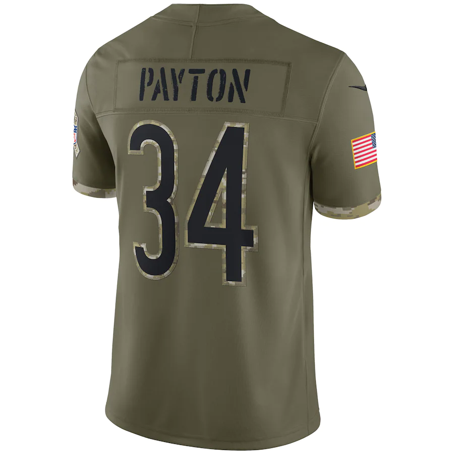 Thumbnail: Men's Chicago Bears Nike Olive 2022 Salute To Service Payton #34 Limited Jersey