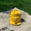 Thumbnail: Front and back view of yellow White Sox 59fifty cap sitting on a stone surface.