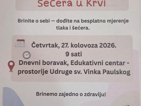 Besplatno mjerenje krvnog tlaka i šećera u krvi u Bizovcu