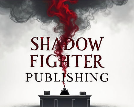 Shadow Fighter Publishing logo with rising smoke from typewriter.